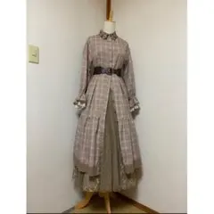 axes femme カットワーク刺繍襟シャツワンピ