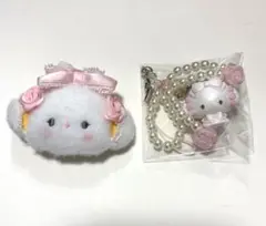 サンリオ　ホワイトフリル　こぎみゅん　シークレットヘアクリップ　ストラップ