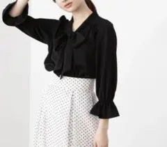 ANAYI ピンドットプリントボウタイブラウス/セオリー、23区、ロペ