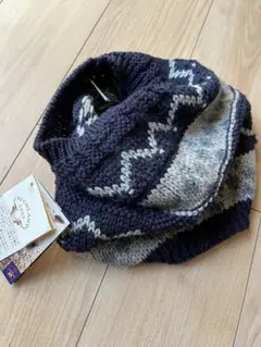 新品　ハイランド　highland ウール　上質　ネイビー　あたたか　スヌード