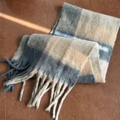 グレーベージュ系 チェック柄 マフラー　韓国