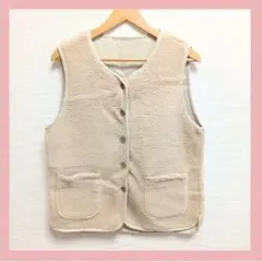 ベスト モコモコ あったか フリーサイズ ベージュ