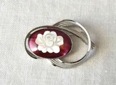 夜光貝 ブローチ フラワーモチーフ