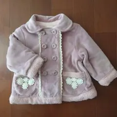 Souris☆厚手コート☆薄紫色 ピンク☆花レース☆80