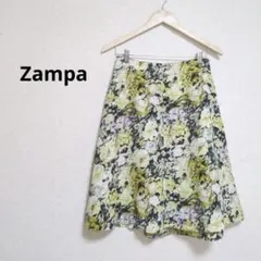 Zampa ザンパ 花柄フレアスカート リネン混 エレガント 【M】