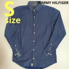 【S・トミーヒルフィガー】TOMMY HILFIGER小紋柄 ネイビー長袖シャツ