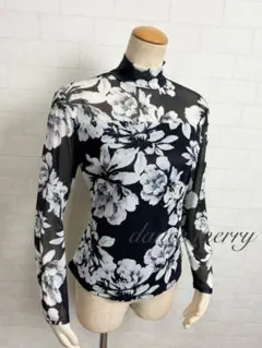 ＊Lサイズ　新品　社交ダンス　トップス　ハイネック　黒　白　グレー　0334