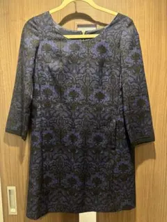 La TOTALITEラトータリテ ダマスク柄 ワンピース M 日本製 七分袖のサムネイル