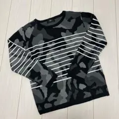 カモフラージュ柄 ストライプ ニット S