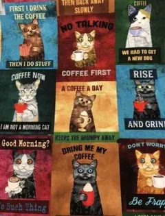 USA タイムレストレジャー製　カフェインキャッツ柄　マルチカラー