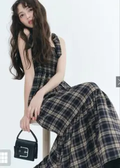 GRL チェック柄リボンシャーリングワンピース[tg735]