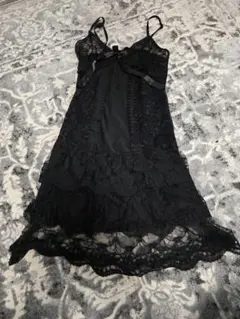黒レーススリップドレス キャミワンピ