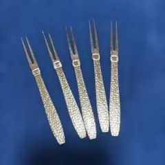 ステンレス製 槌目模様 ヒメフォーク 5本セット