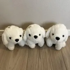 ぬいぐるみ　犬　キーホルダー　新品3種　白　小さめ