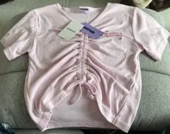 ANAPGIRL ギャザー入りピンクTシャツ