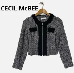 CECIL McBEE ノーカラージャケット ツイード M セシルマクビー