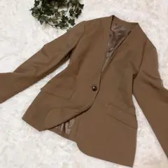 a.v.v ノーカラージャケット XL 茶色 シンプル 通勤 きれいめ