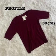 良品❤️PROFILE/レディーストップス半袖/えんじ色/サイズ38(M)タグ付