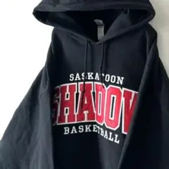 ギルダン SHADOW 刺繍 スウェット パーカー XL ブラック 黒 古着