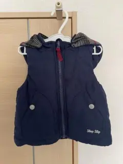 キッズ、ベビー、中綿ベスト、リバーシブル、チェック柄、90サイズ