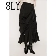 【美品】SLY 2way アジャストメントギャザースカート ストライプ 1 Sのサムネイル