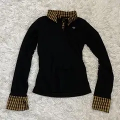 SHEIN 黒とチェック柄の長袖ポロシャツ Mサイズ