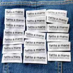 T-14【小fatto a mano】白20枚 布タグ 刺繍タグ