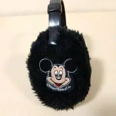 ミッキーマウス の刺繍耳あて・イヤーマフ 黒　レトロ　調節可能