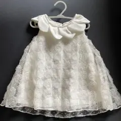 ベビードレス ホワイト フリル襟　70-80