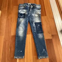 ダメージジーンズ　ジーンズ　スキニー　ペイント　デニム　スリム　S