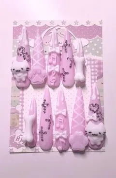 ♡現品♡量産型萌えにゃんこ十字架ネイルチップ