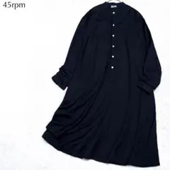 45R バンドカラー シャツ ワンピース ゆったり 上品 オフィス 春 夏 秋