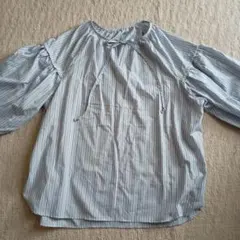 DRESKIPチュニックブラウス　ブルーストライプL