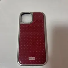 iPhone15用ケース ドット柄 レッド