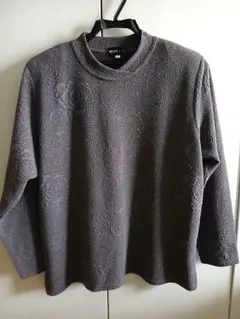 グレー エンボス加工 長袖シャツ