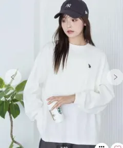 WEGO USPOLOだぼそでカラーロンT ホワイト