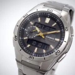 479 稼動 CASIO 時計 電波ソーラー ウェーブセプター シルバー メンズ