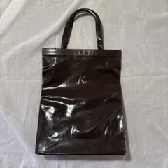 Kitamura キタムラ エナメル トートバッグ ブラウンのサムネイル