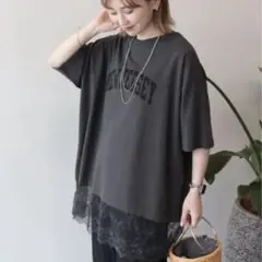カレッジロゴレースドッキングTシャツのサムネイル