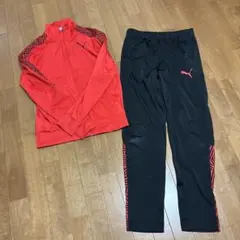PUMA プーマ　ジャージ上下　赤✖️黒　M