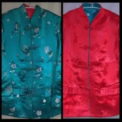 レーヨン チャイナ服 ジャケット カンフー リバーシブル シャツ ドレス 漢服