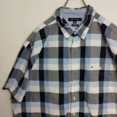 トミーヒルフィガー 半袖シャツ BDシャツ チェック柄 マルチカラー