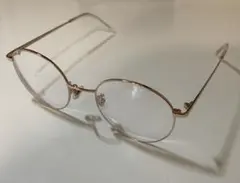 Zoff ピンクゴールド ラウンドくもり止め付きメガネ ケース付き