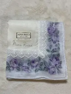 NINA RICCI ハンカチ ホワイト パープル 花柄のサムネイル
