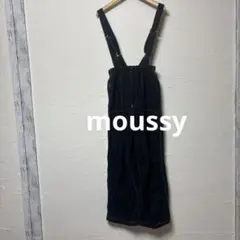 ⭐︎moussy⭐︎デニム風ホワイトステッチサロペット/ブラック