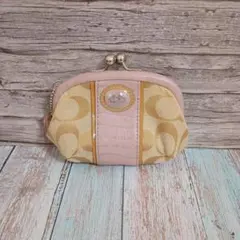 COACH コーチ がま口財布 コインケース キャンバス シグネチャー レザー