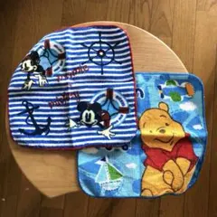 【2枚セット】ミニタオルハンカチ　ミッキー　プーさん