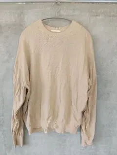 ベージュ コットンオーバーサイズセーター