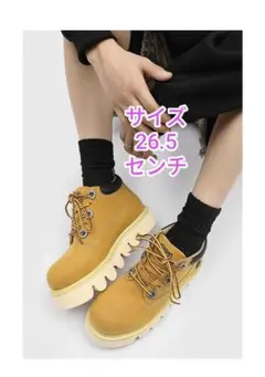 厚底 ワークブーツ イエロー 26.5cmのサムネイル