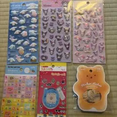 シール　100均　サンリオ　たまごっち　クレヨンしんちゃん　6点セット
